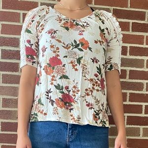 Floral Cut-out Shoulder Blouse